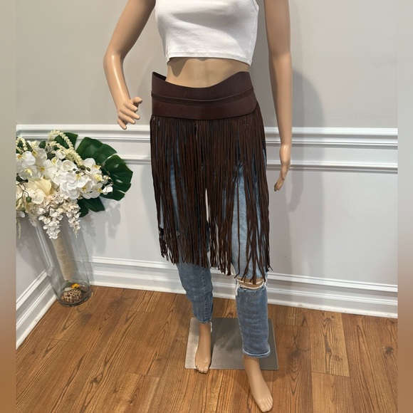Anthropologie Brown Fringe Belt - Picture 5 of 8